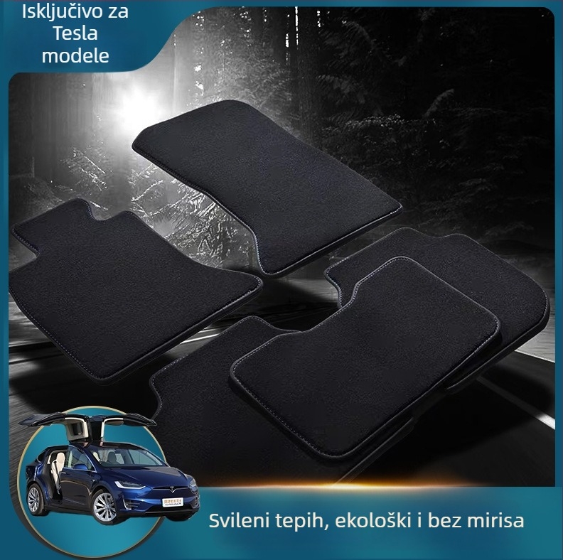 Tesla Model 3/Y velur prostirke – prednje, stražnje i prtljažnik, prilagodljive