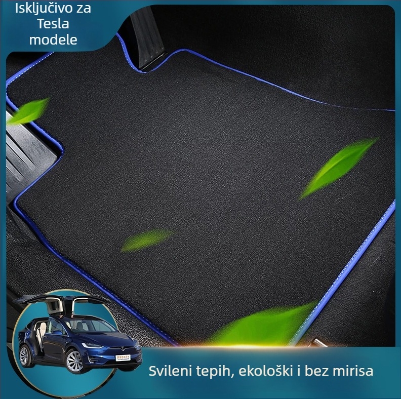 Tesla Model 3/Y velur prostirke – prednje, stražnje i prtljažnik, prilagodljive
