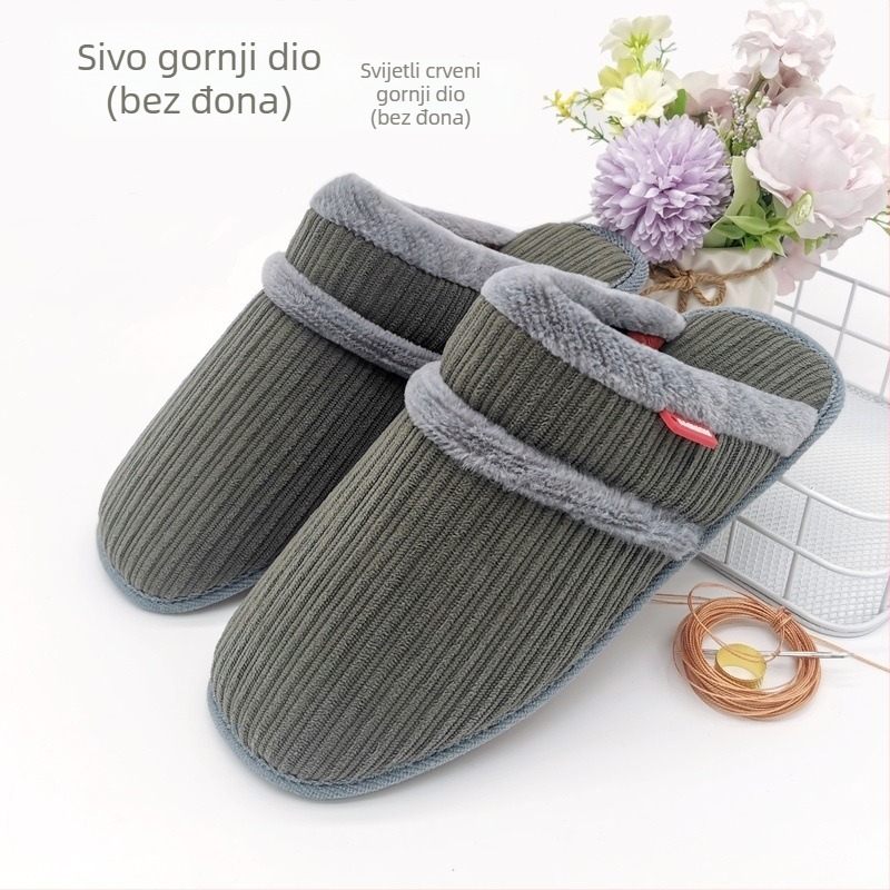 Zimske pletene pamucne papuče za odrasle – unisex kućne papuče, gornji dio pamuk, potplat od mješavine materijala, debljina potplata 1.5–3.5 cm