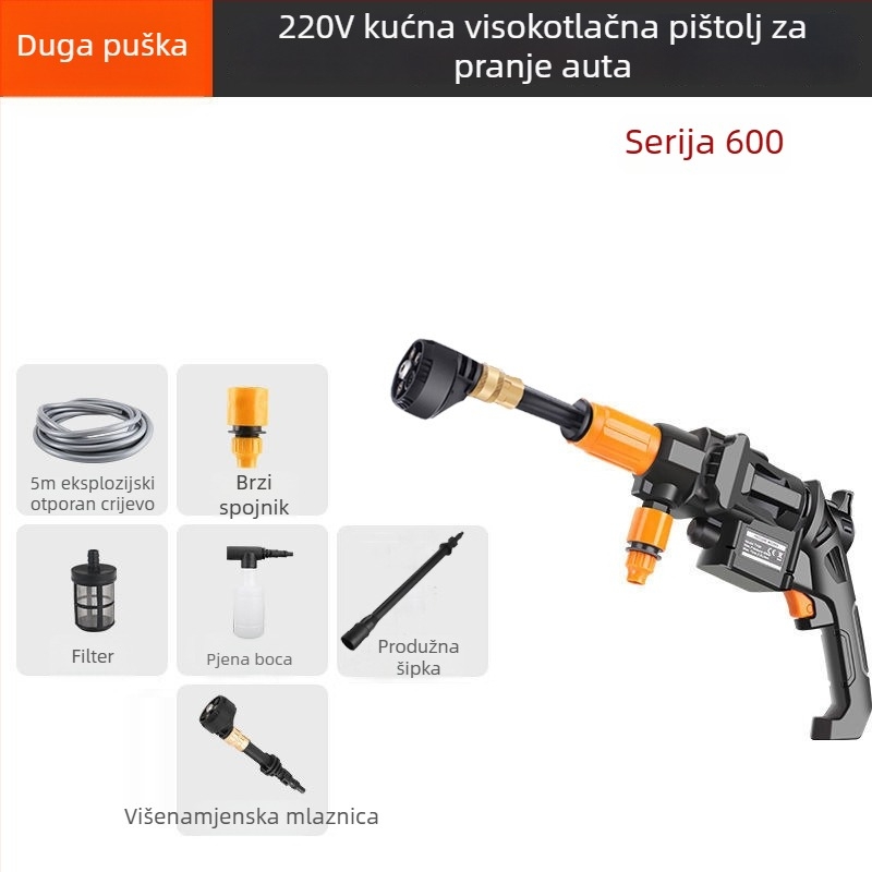 TY66 Električna ručna pumpa za pranje automobila — metal i plastika, 40 BAR, 2.4 L/min, 110–240V