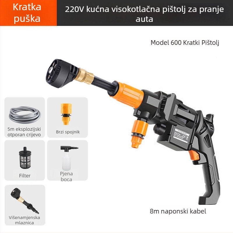 TY66 Električna ručna pumpa za pranje automobila — metal i plastika, 40 BAR, 2.4 L/min, 110–240V