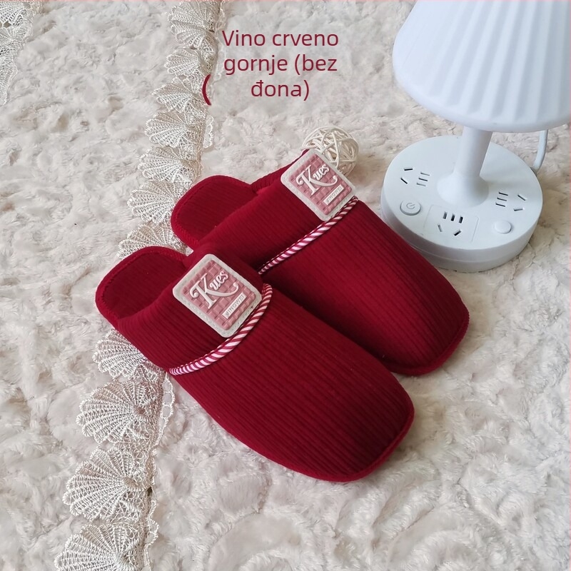 Domaće papuče s otvorenim prstom – pamuk gornji dio, debeli potplat, za parove, održavaju toplinu, potplat 3.5 cm+