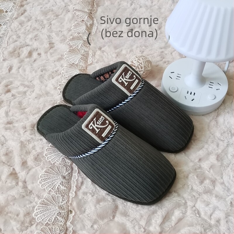 Domaće papuče s otvorenim prstom – pamuk gornji dio, debeli potplat, za parove, održavaju toplinu, potplat 3.5 cm+