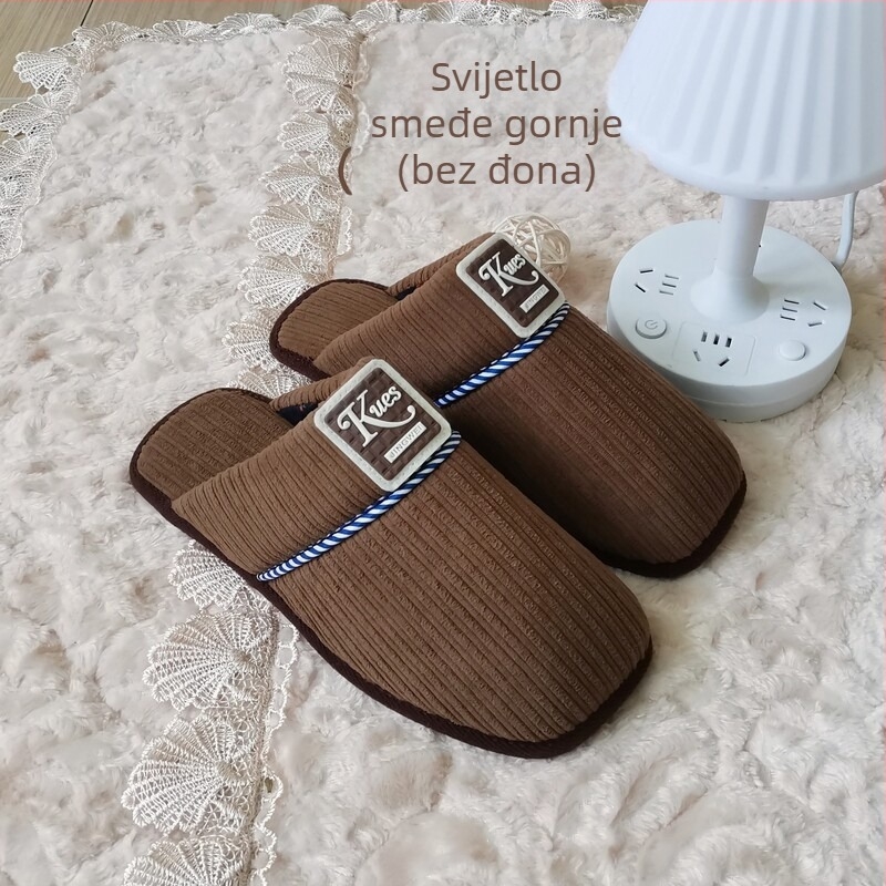 Domaće papuče s otvorenim prstom – pamuk gornji dio, debeli potplat, za parove, održavaju toplinu, potplat 3.5 cm+