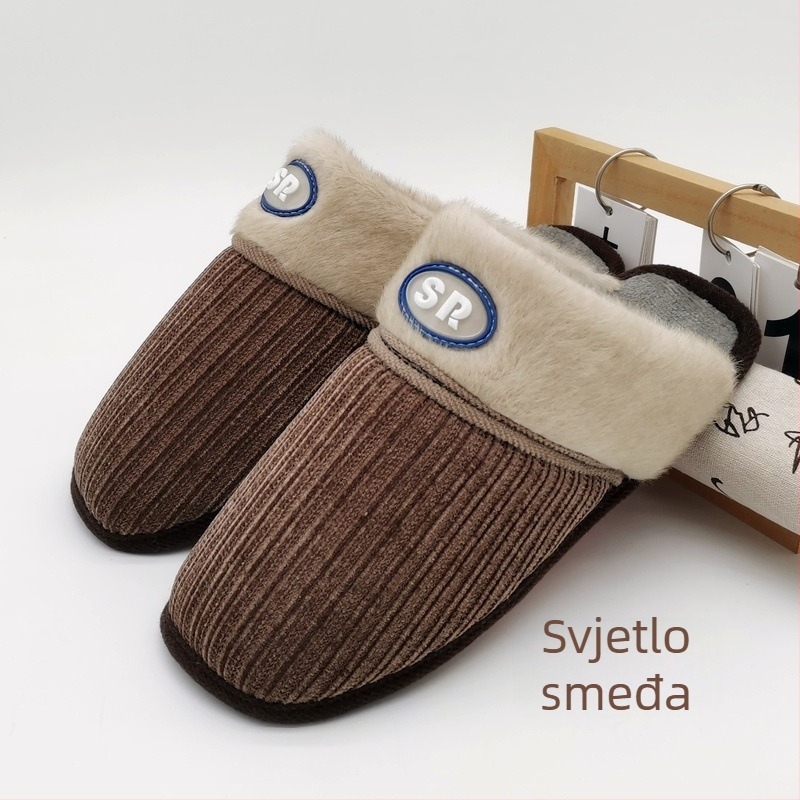 Unisex zimske papuče za dom s platnenim gornjim dijelom i šivenom potplatom, debljina 1,5–3,5 cm, zadržavaju toplinu, za parove