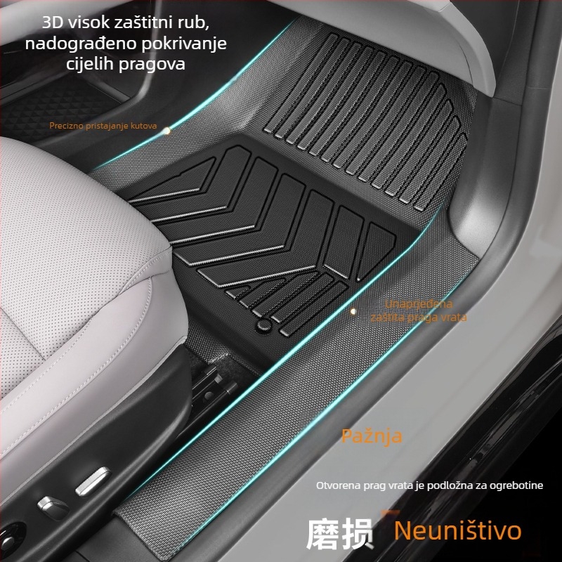 TPE automobilske podne prostirke, potpuno zatvoren dizajn za pet mjesta, kompatibilne s Ford modelima, sastav 91-100%.