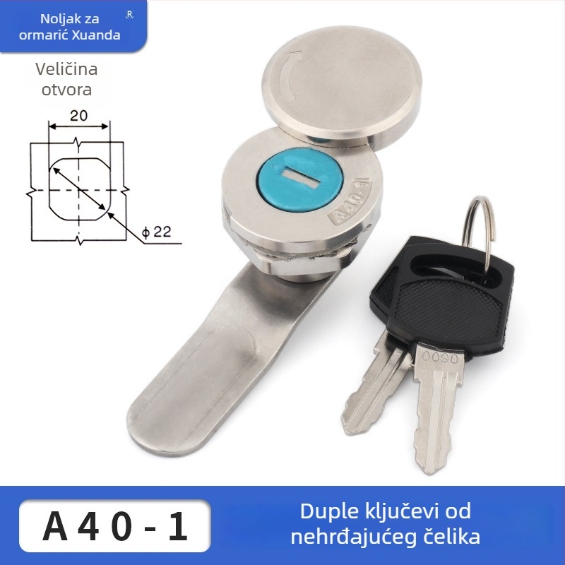 Xuanda A400-1 CAM zaključavka kružnog oblika s krstnim dizajnom, jednoključna, od cinkovog legura, za razvodne ormariće, Rittal ormariće i komunikacijske ormariće