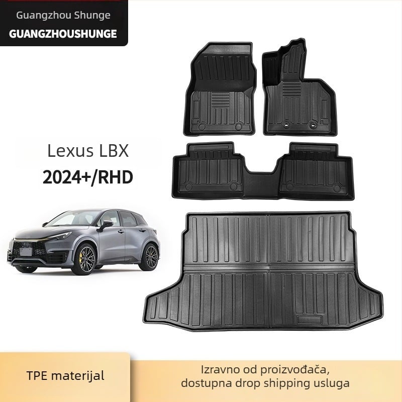 Gumene podne prostirke i prostirka prtljažnika za Lexus LBX 2024+ (RHD) – vodootporne, otporne na habanje