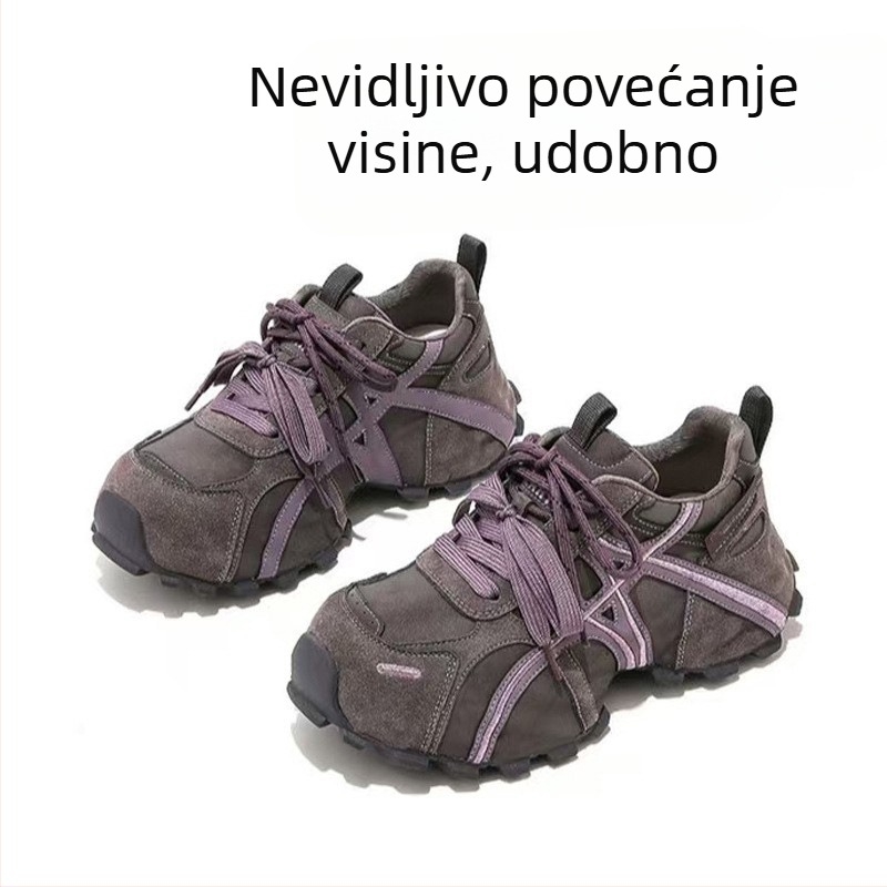 Platformske tenisice za žene – debela platforma, gornji dio od split kože, gumeni potplat, vezivanje šnalama