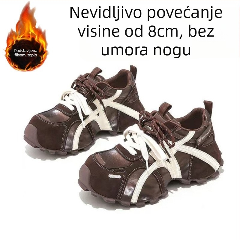 Platformske tenisice za žene – debela platforma, gornji dio od split kože, gumeni potplat, vezivanje šnalama