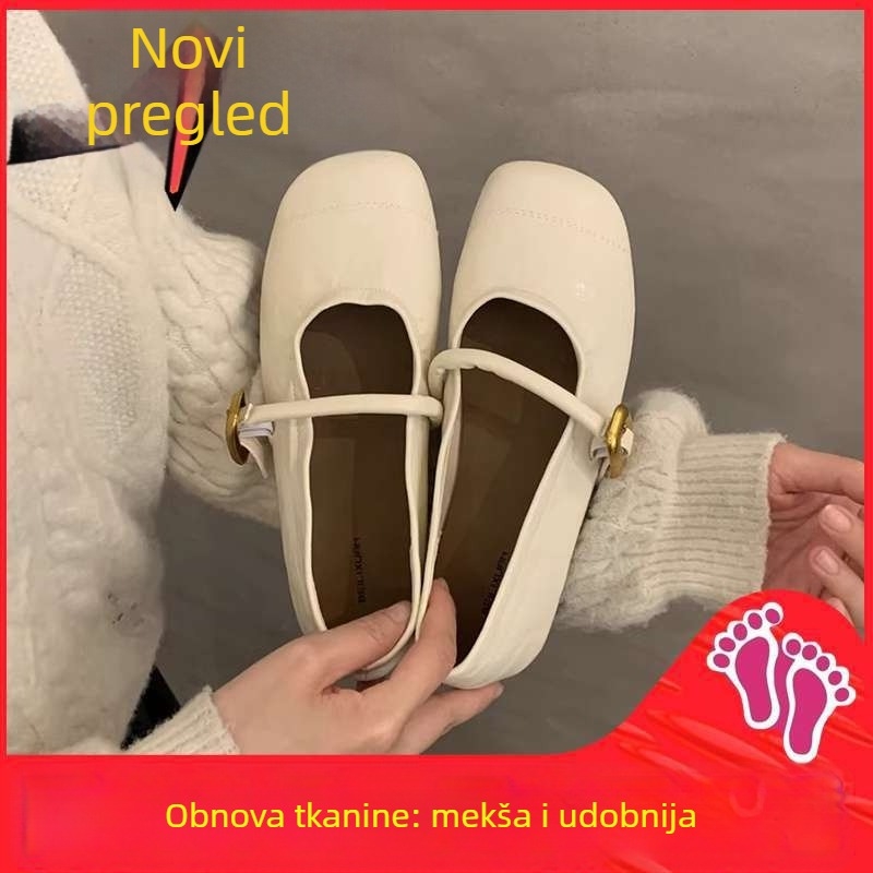 Ženske ravne cipele s oblikom prsta poput riblje usta; gornji materijal PU; ulošak PU; potplat guma; oblik potplata: debel