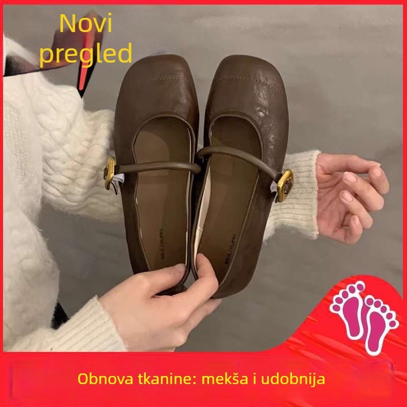 Ženske ravne cipele s oblikom prsta poput riblje usta; gornji materijal PU; ulošak PU; potplat guma; oblik potplata: debel