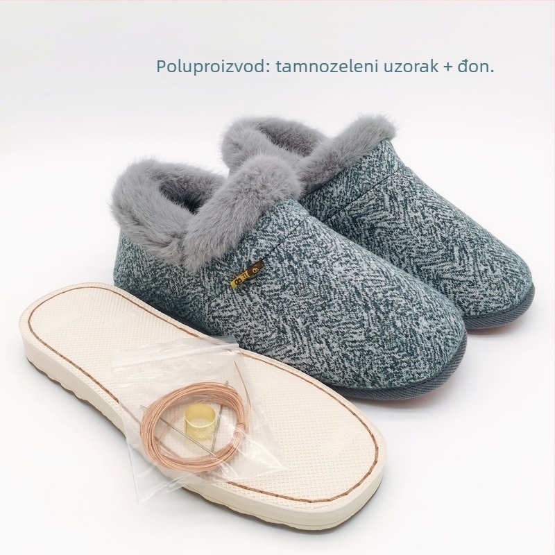 Set materijala za platnene papuče, gumeni đon, debeli sloj, održava toplinu, unisex, zimska obuća