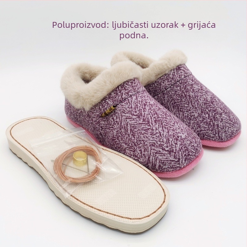 Set materijala za platnene papuče, gumeni đon, debeli sloj, održava toplinu, unisex, zimska obuća