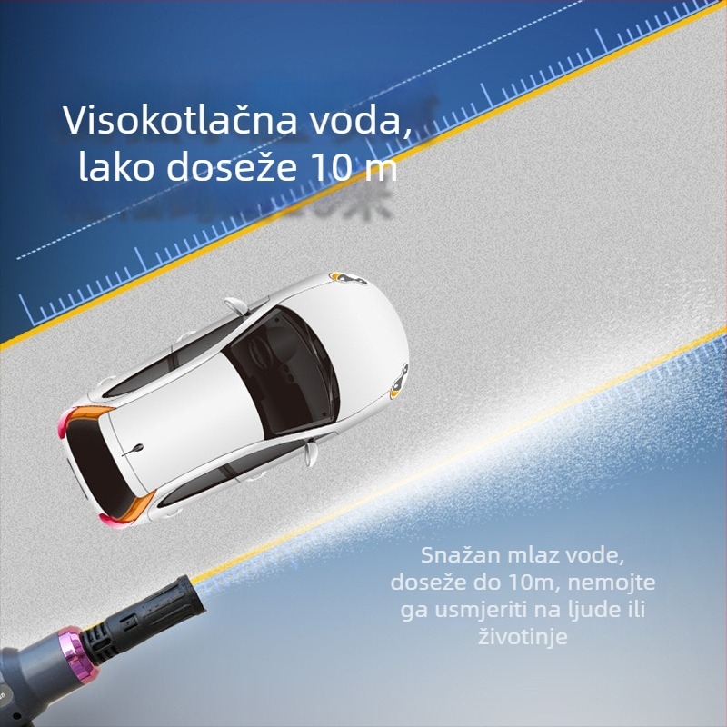 Bežični uređaj za pranje automobila s litijskom baterijom i pištolom visokog tlaka — ABS kućište, 21V, 260W, maksimalni protok 8 L/min, maksimalni tlak 50 Bar, model RG-15
