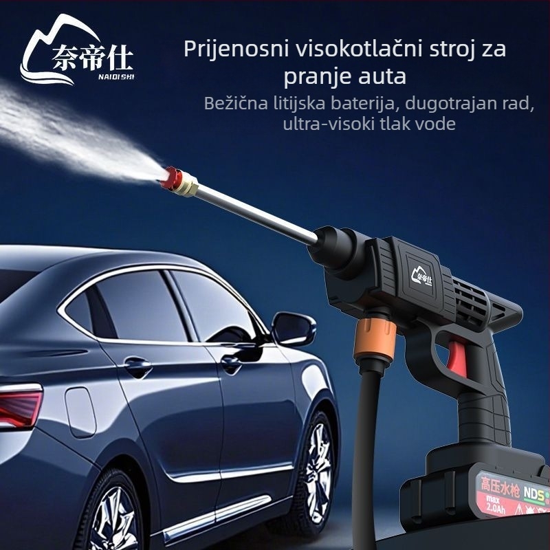 Ručni prijenosni uređaj za pranje automobila s visokim tlakom vode, 80W, napajanje iz auto upaljača, dijelovi od čistog bakra, protok 4–8 L/min