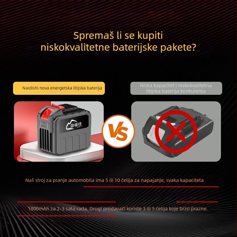 Ručni prijenosni uređaj za pranje automobila s visokim tlakom vode, 80W, napajanje iz auto upaljača, dijelovi od čistog bakra, protok 4–8 L/min