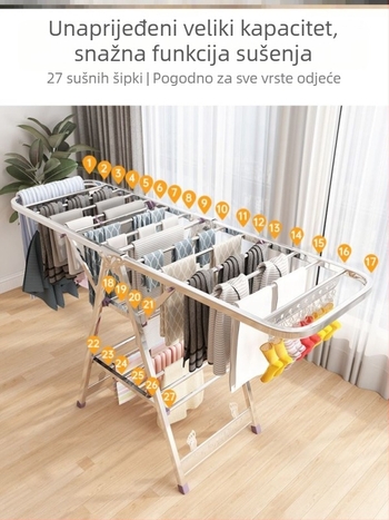 Sklopivi stalak za sušenje od nehrđajućeg čelika (Materijal: nehrđajući čelik; Podrijetlo: kontinentalna Kina; Prikladno za: stalak za odjeću, stalak za hlače, stalak za kravate)