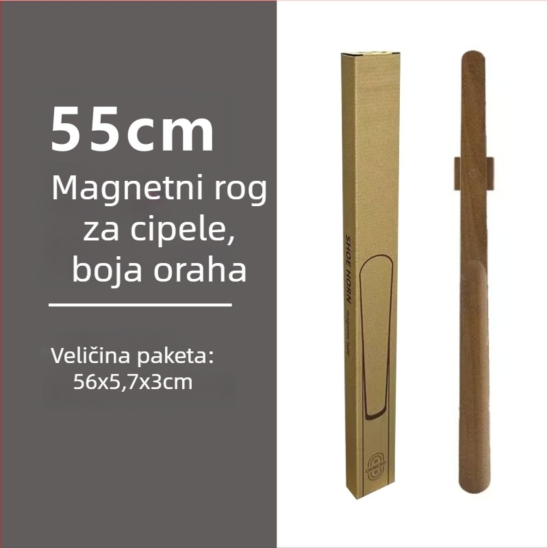  magnetska cipela s dugim držačem u boji oraha, drveni štap, 55–70 cm – jednostavno obuvanje za trudnice i starije osobe