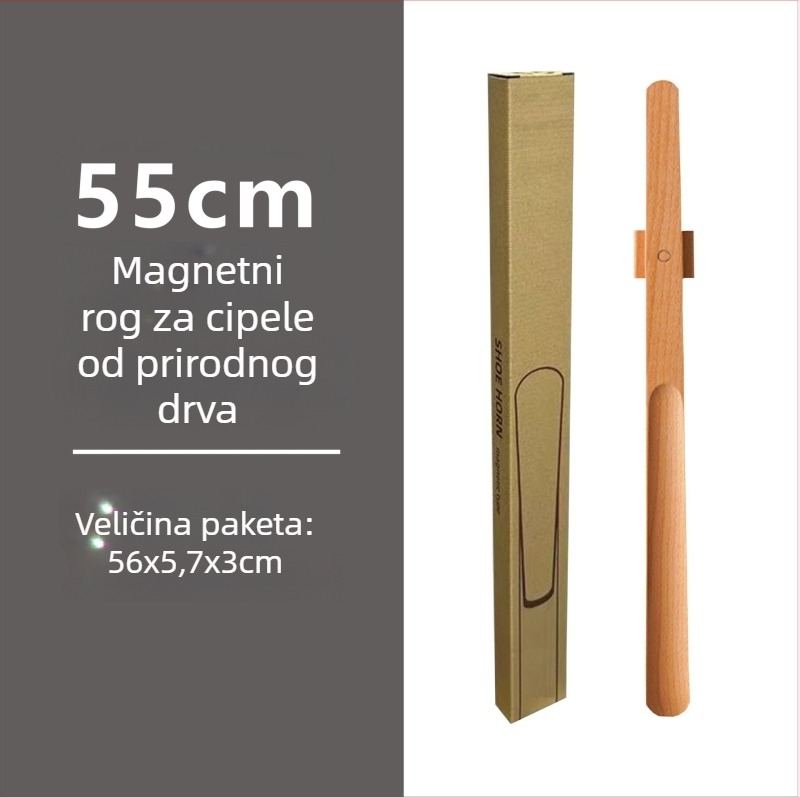  magnetska cipela s dugim držačem u boji oraha, drveni štap, 55–70 cm – jednostavno obuvanje za trudnice i starije osobe