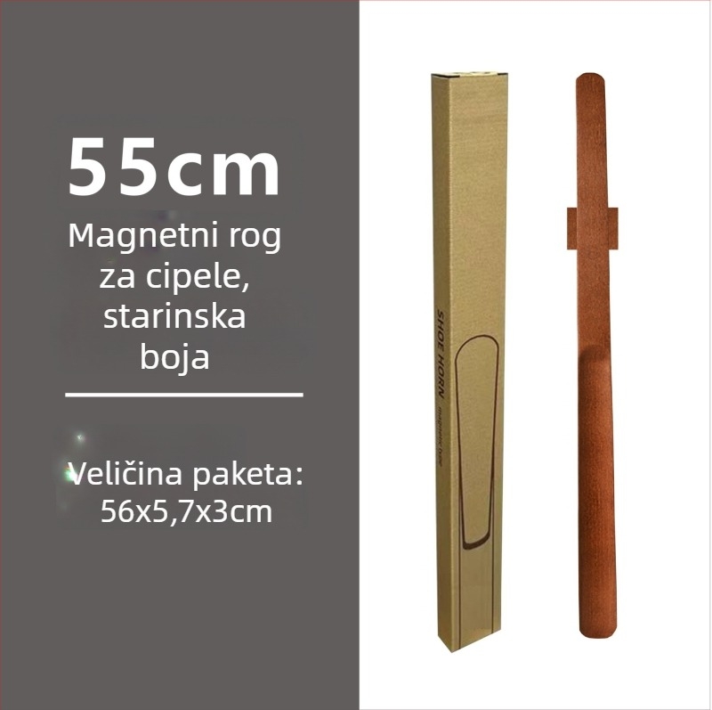  magnetska cipela s dugim držačem u boji oraha, drveni štap, 55–70 cm – jednostavno obuvanje za trudnice i starije osobe