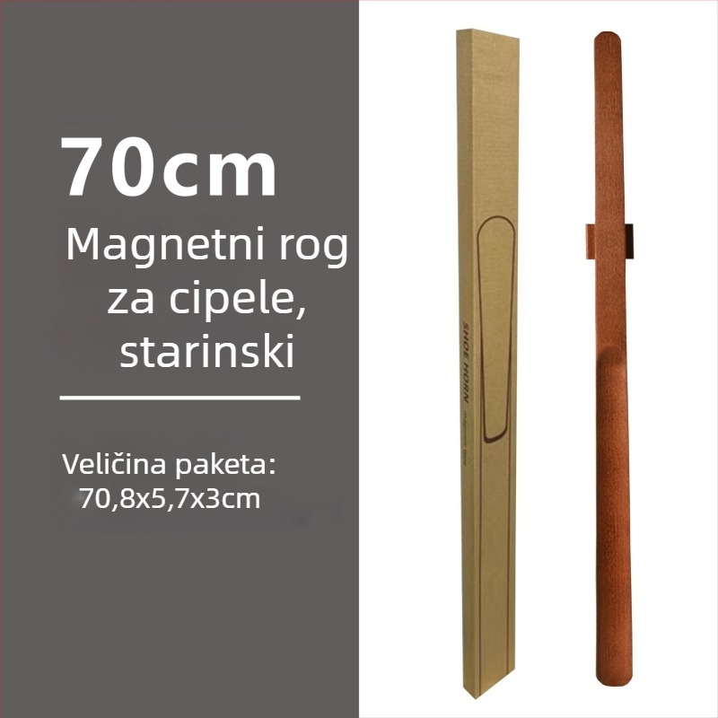  magnetska cipela s dugim držačem u boji oraha, drveni štap, 55–70 cm – jednostavno obuvanje za trudnice i starije osobe