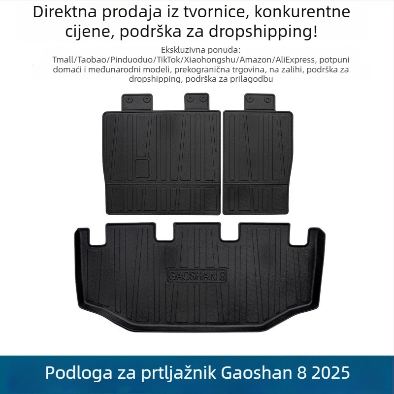 Prtljažni tepih za Alpine 8, vodootporan, otporan na ogrebotine i habanje, od TPE materijala