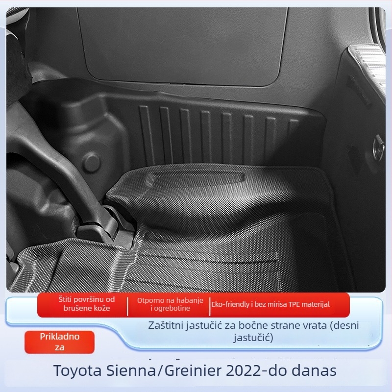 Bočna podloga prtljažnika za Toyota Sienna i Granvia — zaštita od karbonskih vlakana, veluru površina, izdržljiv TPE