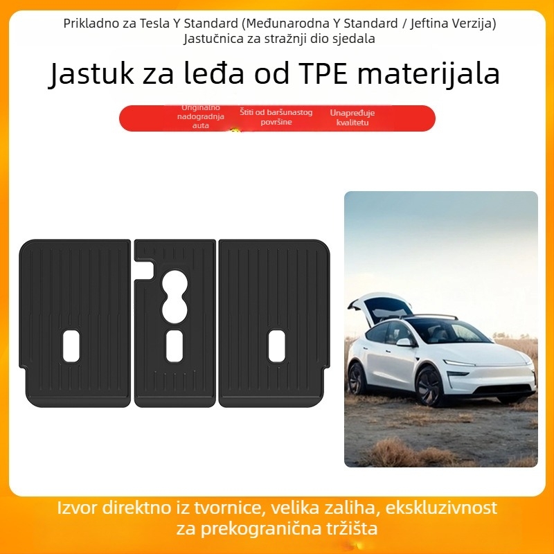 Tesla Model Y prostirka za prtljažnik i jastuk naslona zadnjeg sjedala (Materijal: TPE; Prilagodba: Da; Ovlaštena privatna marka: Da; Kompatibilnost: Model Y; Kvaliteta: Izvrsna)