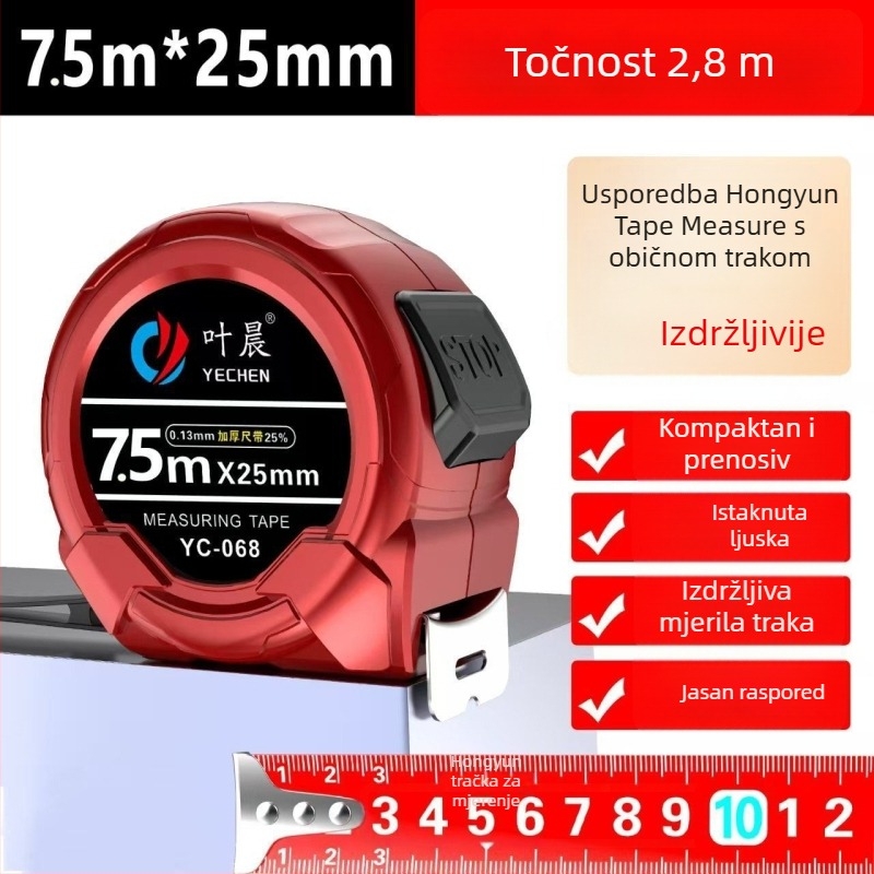 Mjerna traka s automatskim zaključavanjem, široka traka, visoka preciznost, kućište od ugljičnog čelika