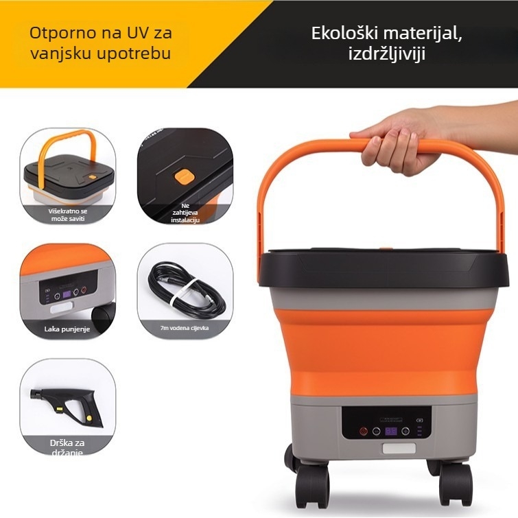 Cordiman bežični visokotlačni stroj za pranje automobila, sklopiv i prijenosan, maksimalni tlak 30 bar, protok 4 L/min, 24 V litijeva baterija, težina 2,4 kg