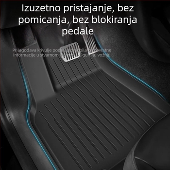Podne prostirke za Tesla Model Y – Importirani velur, TPE podložak za stopala, Bez logotipa