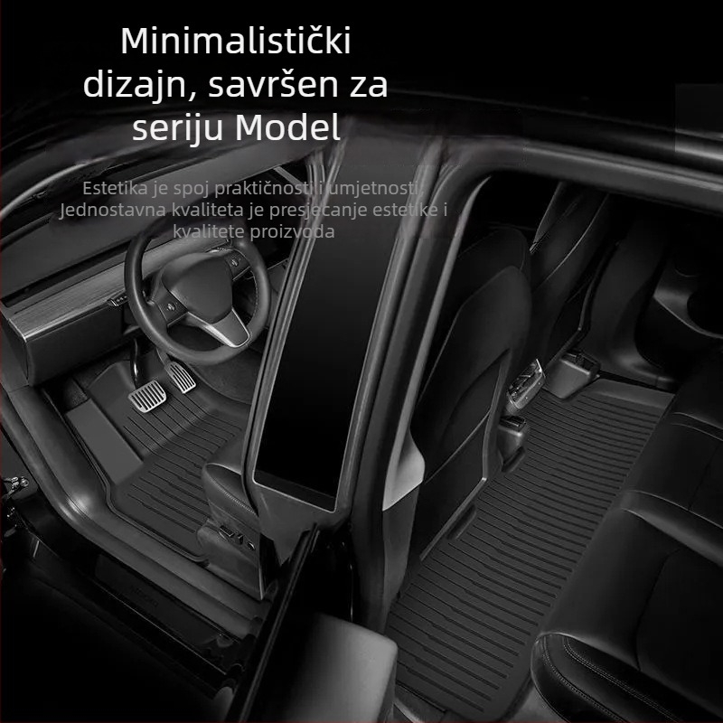 Podne prostirke za Tesla Model Y – Importirani velur, TPE podložak za stopala, Bez logotipa