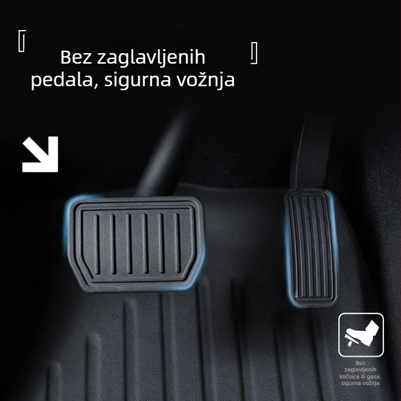 Podne prostirke za Tesla Model Y – Importirani velur, TPE podložak za stopala, Bez logotipa