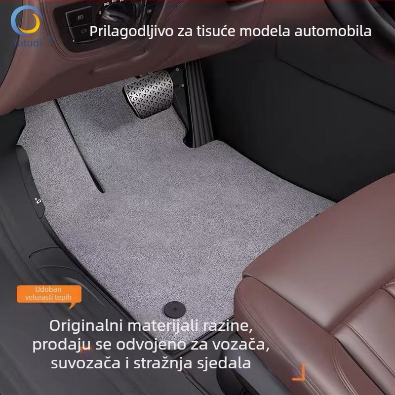 PVC automobilske tepih podnice, otporne na prljavštinu i habanje, s rubnim zatvorenim žičanim petljama, marke Yashidi, za posebne automobile, velur završni sloj, mogućnost prilagodbe