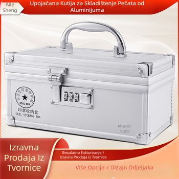 Kutija za pečate od aluminijske legure sa ručkom i bravom – skladištenje službenih i bankovnih pečata