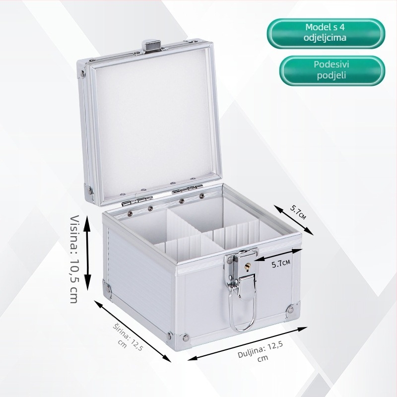 Kutija za pečate od aluminijske legure sa ručkom i bravom – skladištenje službenih i bankovnih pečata