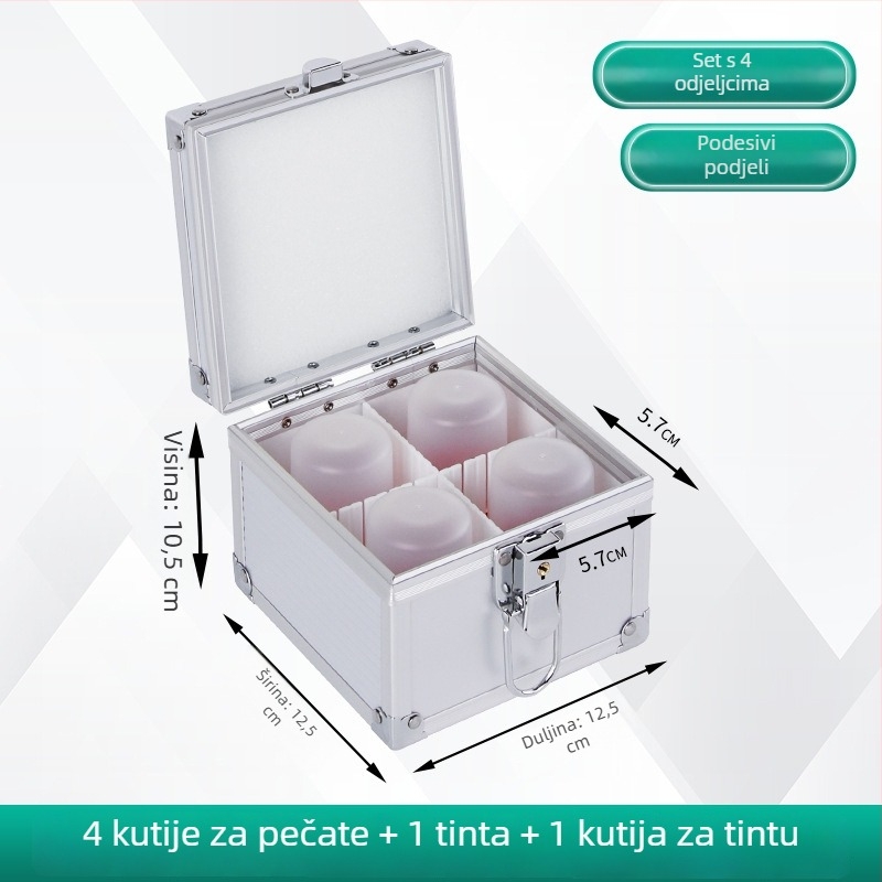 Kutija za pečate od aluminijske legure sa ručkom i bravom – skladištenje službenih i bankovnih pečata