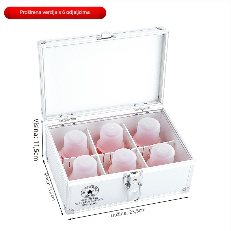 Kutija za pečate od aluminijske legure sa ručkom i bravom – skladištenje službenih i bankovnih pečata