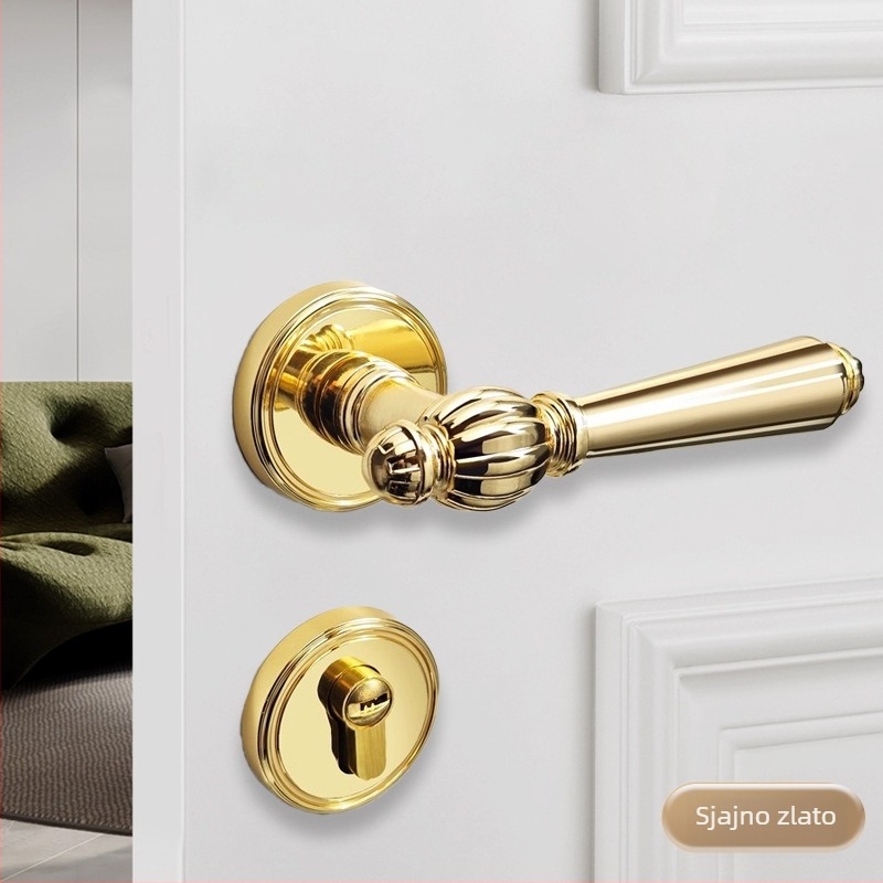 Dijeljena brava za vrata, aluminijska legura, tihi rad, za vrata spavaće sobe, otključavanje ključem