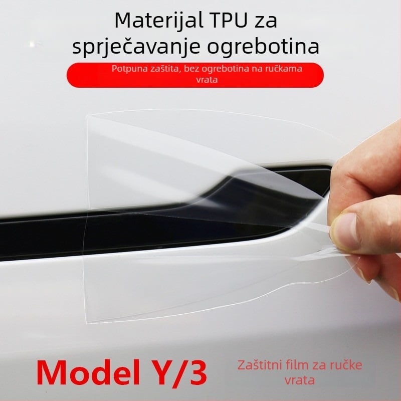 Naljepnica za ručke vrata Tesla Model Y — TPU, geometrijski uzorak, ljepenje, mogućnost prilagodbe