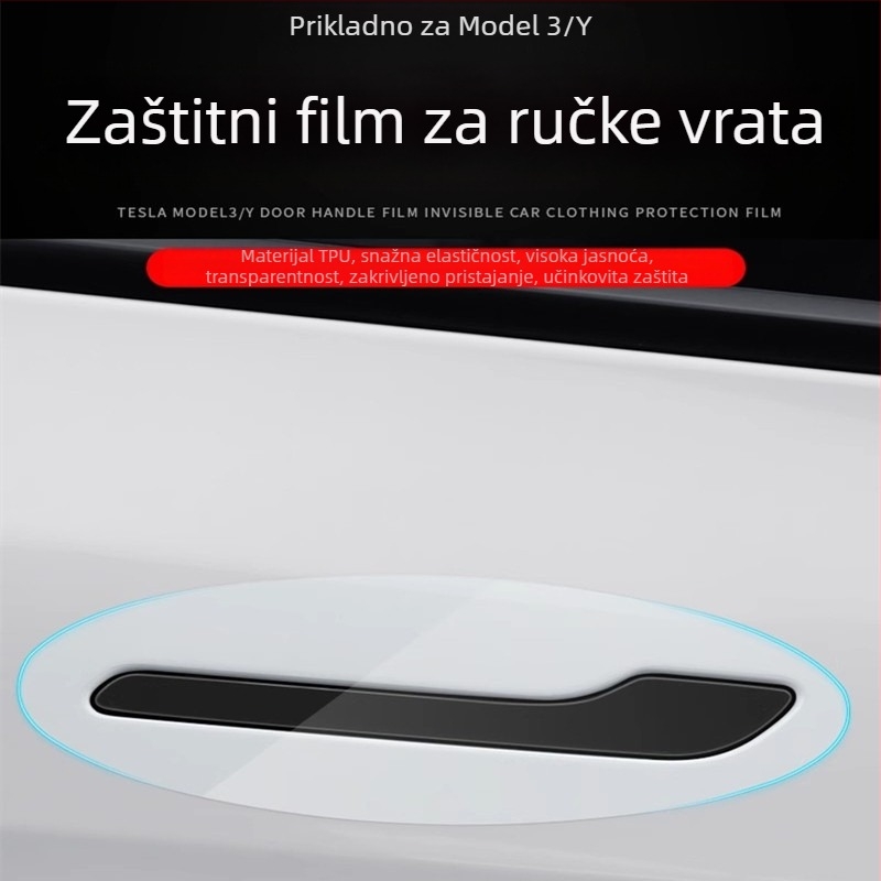 Naljepnica za ručke vrata Tesla Model Y — TPU, geometrijski uzorak, ljepenje, mogućnost prilagodbe