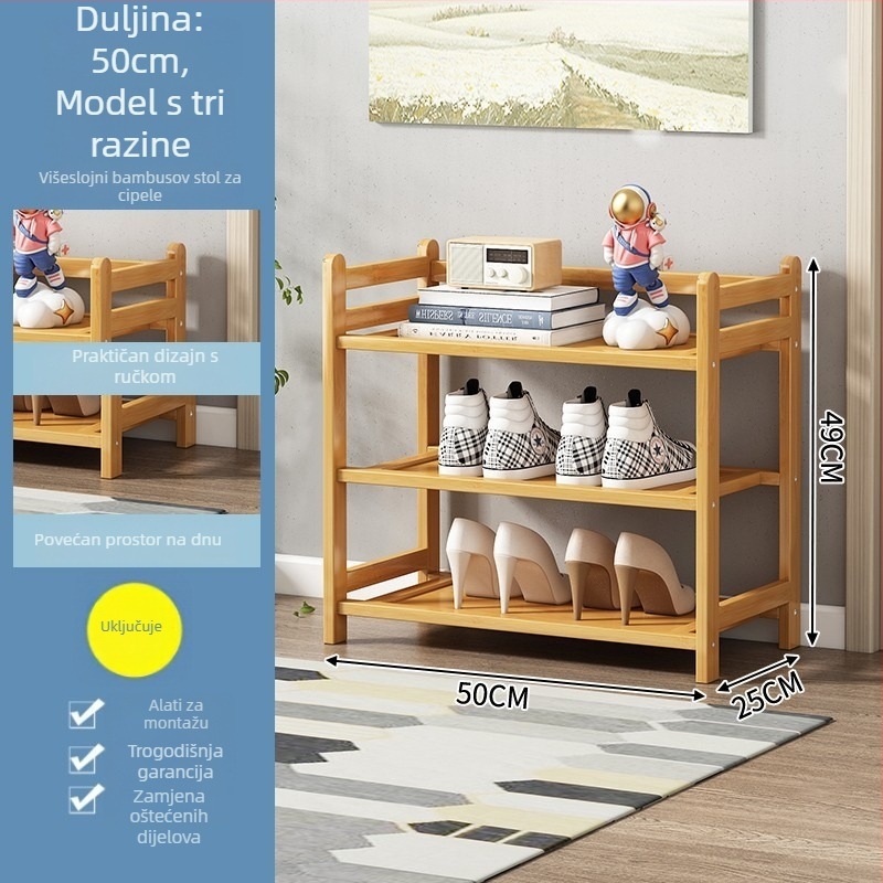 Drveni ormarić za cipele od bambusa, jednostavan, višeslojni, otporan na prašinu, odvojiv i otporan na plijesan