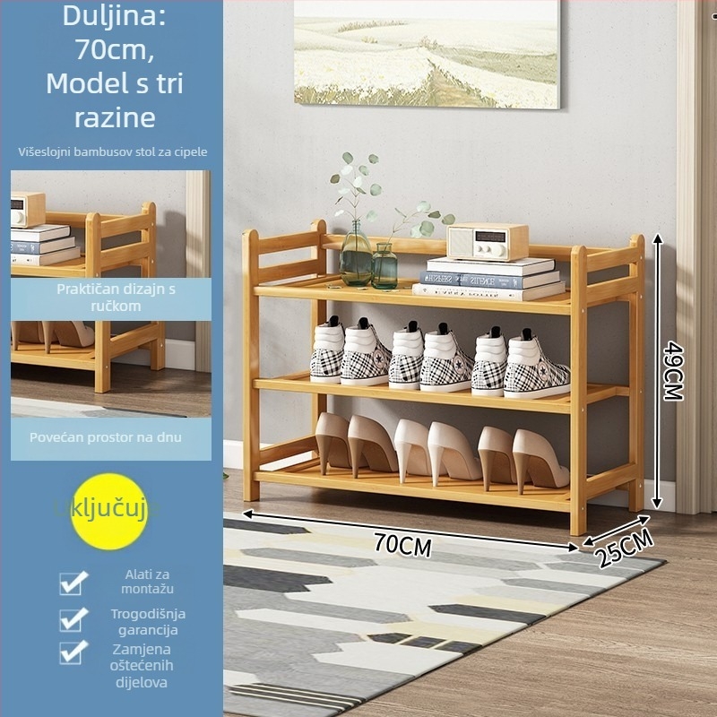 Drveni ormarić za cipele od bambusa, jednostavan, višeslojni, otporan na prašinu, odvojiv i otporan na plijesan