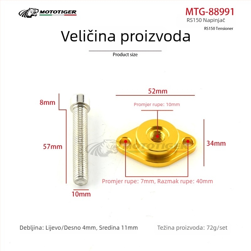 MTG-88991 CNC napinjač lanca za RS150 motocikl, mogućnost prilagodbe