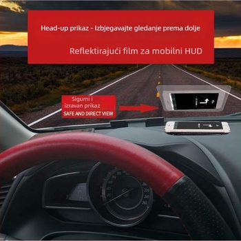 HUD film za prednji blok za navigaciju i projekciju, PET, debljina 0.13 mm, prolaz svjetla 90%, UV zaštita 30%