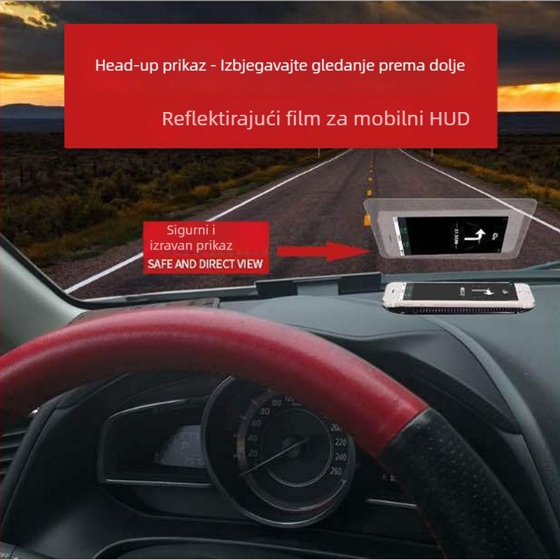 HUD film za prednji blok za navigaciju i projekciju, PET, debljina 0.13 mm, prolaz svjetla 90%, UV zaštita 30%