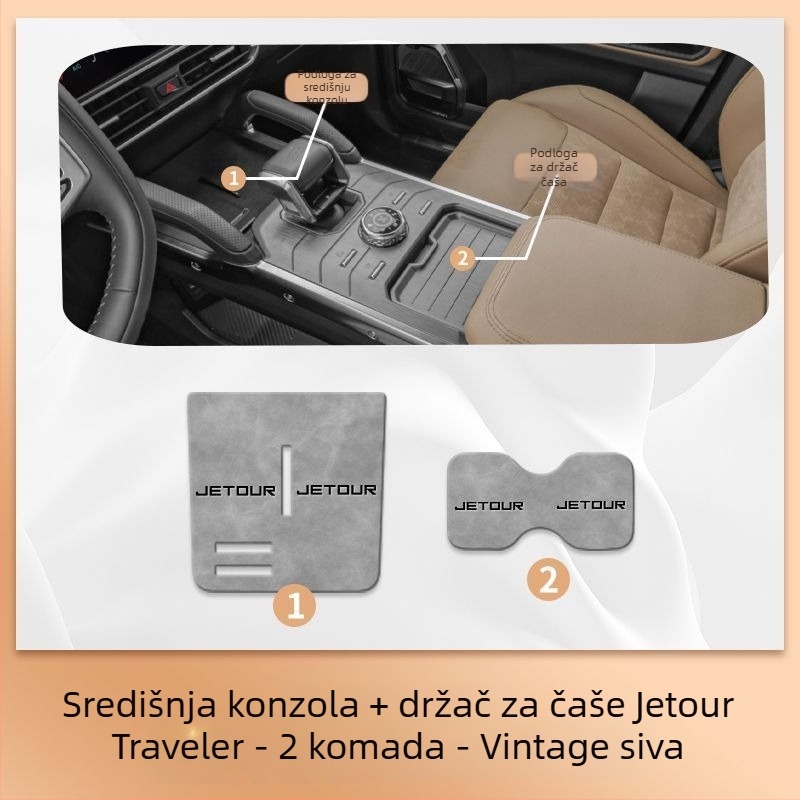 Set unutarnjih dijelova za Jietu Shanhai T2: podmetač za čašu, podmetač za otvor na vratima, liner za spremnik za pohranu, podmetač za središnju konzolu, podmetač za naslon za ruku.