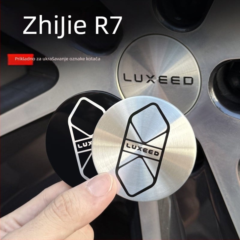 Sticker loga poklopca kotača Zhijie R7S7 | aluminij, automobilni logotip, naljepnica za karoseriju, ljepilo za ugradnju