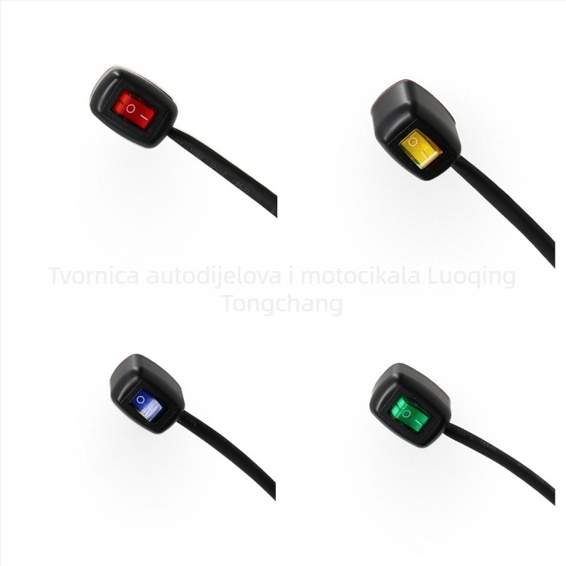 Automobilski prekidač s ljepilnom ugradnjom, oblik brodice, bez bušenja, kabel 60 cm, osvijetljeni prekidač